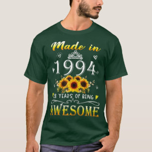 T-shirt Womens Made In 1994 Sunflower 28th Bday 28 Years O