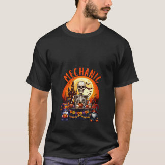 T-shirt Womens Mechanic Job Costume Skeleton Horror Gnomes
