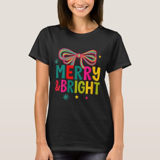 T-shirt Womens Merry And Bright Christmas Crew 2025 Funny (Devant)