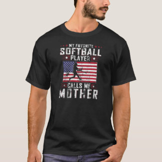 T-shirt Womens My Favorite Softball Player Calls Me Mother
