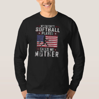 T-shirt Womens My Favorite Softball Player Calls Me Mother