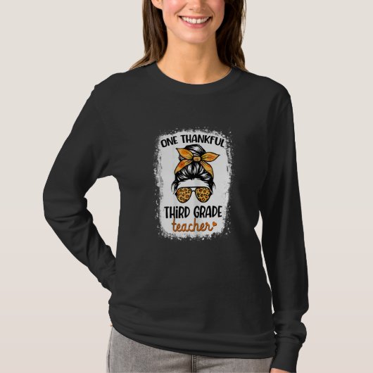 T-shirt Womens One Thankful Third Grade Teacher Happy Fall (Devant)