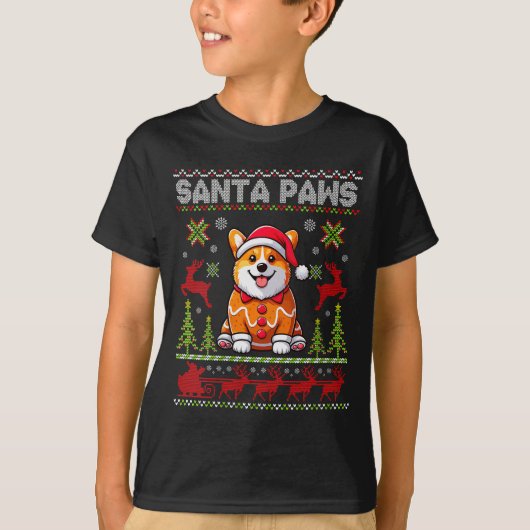 T-shirt Womens Pembroke Welsh Corgi Santa Paws Merry Chris (Devant)
