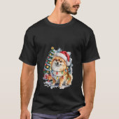 T-shirt Womens Pomeranian Christmas Dog with Santa Hat and (Devant)