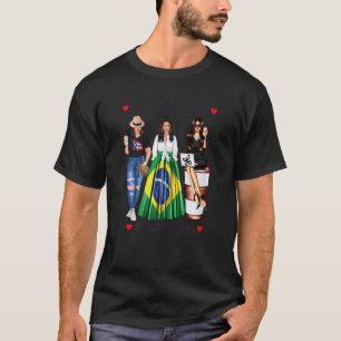 T-shirt Womens Porto Rican Born Brasil Blood Patriotic Br