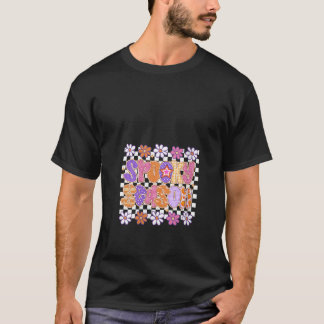 T-shirt Womens Preppy Checkered Spooky Season Floral Hallo