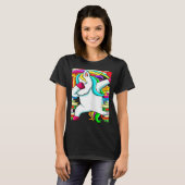 T-shirt Womens Reading Teacher Dabbing Unicorn Elementary  (Devant entier)