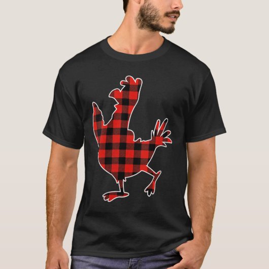 T-shirt Womens Red Buffalo Plaid Pajama Chicken Merry Chri (Devant)