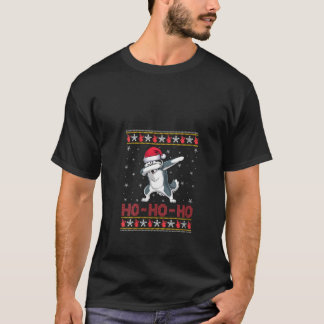 T-shirt Womens Santa Hat Dabbing Siberian Husky Dog Ho Ho 