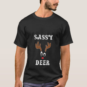 T-shirt Womens Sassy Christmas Reindeer  Angler Hunt Deer 