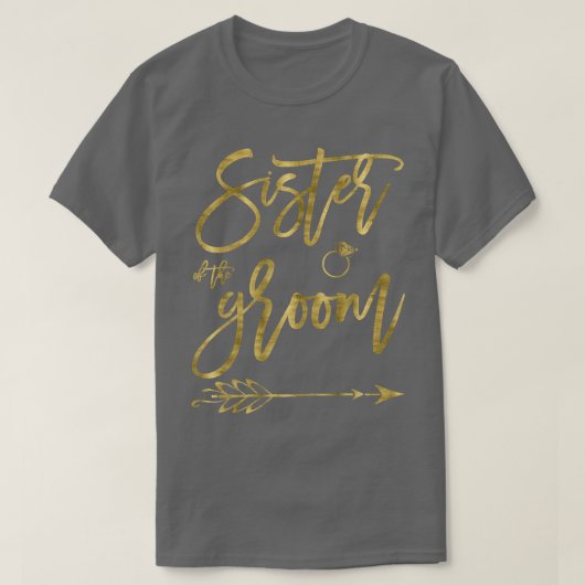 T-shirt Womens Sister Of Bride Shirt With Arrow Dark Yello (Design devant)