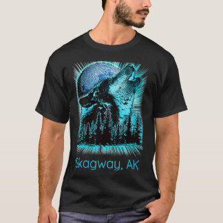 T-shirt Womens Skagway Alaska Howling Wolf Moon Forest Nat