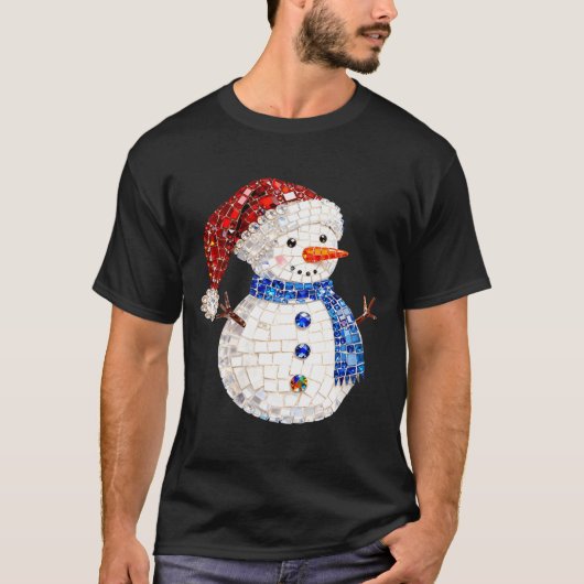 T-shirt Womens Sparkly Rhinestone Snowman Pajamas Holiday (Devant)