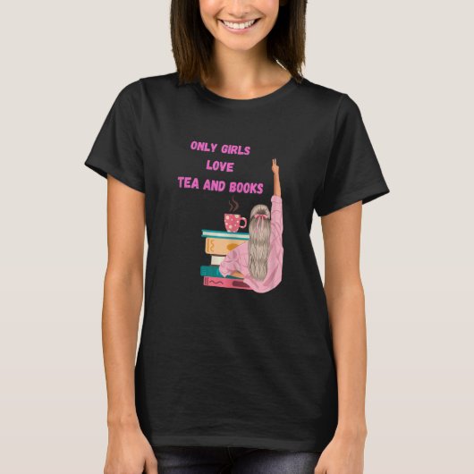 T-shirt Womens Strong Girl - Funny Book & Tea Lover (Devant)