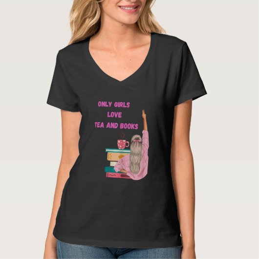 T-shirt Womens Strong Girl - Funny Book & Tea Lover (Devant)