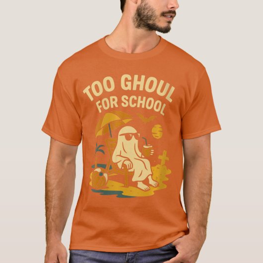 T-shirt Womens Summerween Ghost Too Ghoul for School Beach (Devant)