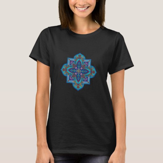 T-shirt Women's Tee Shirt with beautiful blue mandala (Devant)