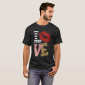 T-shirt Womens Valentine Red Lips Love Leopard V Neck (Devant entier)