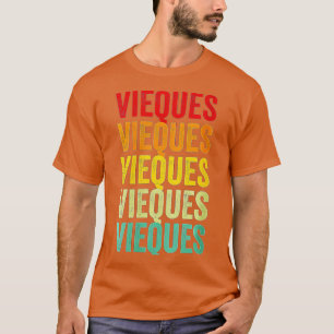T-shirt Womens Vieques Comté Porto Rico Rainbow Text Des