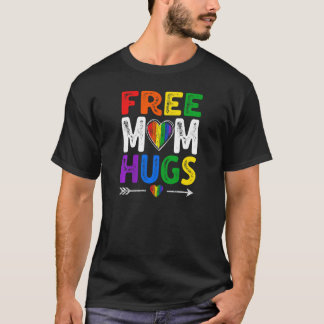 T-shirt Womens Vintage Distressed Free Mom Hugs LGBT Pride