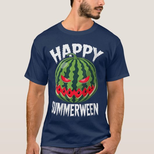 T-shirt Womens Watermelon Jackolantern Summer Halloween Ha (Devant)