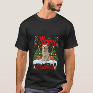 T-shirt Womens Xmas Tree Lighting Golden Retriever Dog Mer
