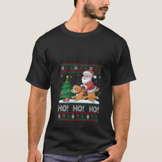 T-shirt Womens Xmas Tree Lighting Santa Riding Maltipoo Do
