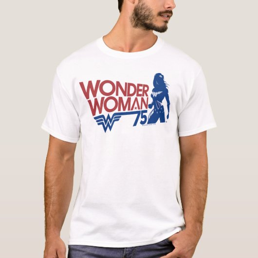 T-shirt Wonder Woman 75th Anniversary Red & Blue Logo (Devant)