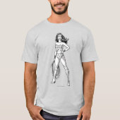 T-shirt Wonder Woman Pose noir & blanc (Devant)