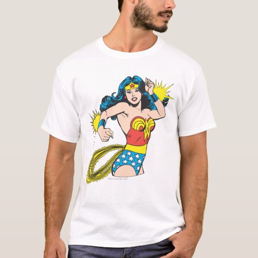 T-shirt Wonder Woman Twist avec des menottes brillantes (Devant)