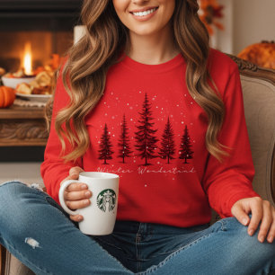 T-shirt Wonderland Pine Trees Snowflakes Noël
