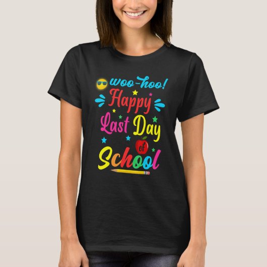 T-shirt Woo Hoo Joyeux Jour De L'École Fun Enseignant Étud (Devant)
