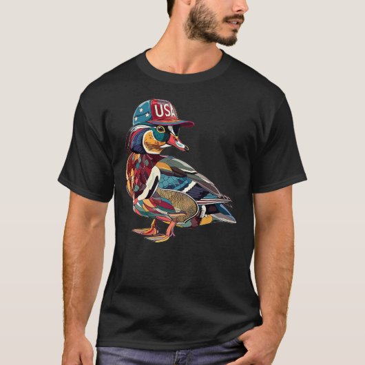 T-shirt Wood Duck With USA Hat (Devant)
