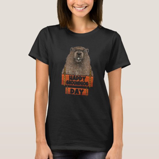 T-shirt Woodchuck Happy Groundhog Day (Devant)