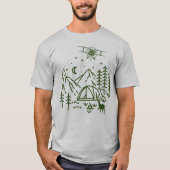 T-shirt Woodland Airplane Mountain, Pine tree, Rétro, Russ (Devant)