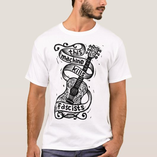 T-shirt Woody Guthrie - Cette machine tue les fascistes (Devant)