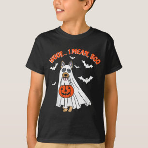 T-shirt Woof Mean Boo Drôle Fantôme Chien Halloween Allema