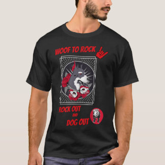 T-shirt Woof To Rock, Chien Out
