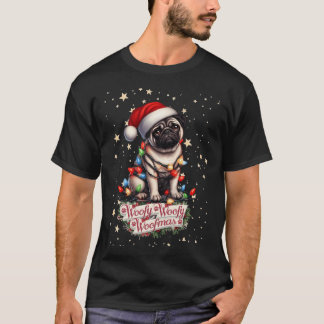 T-shirt Woofy Woofmas - Chien Carlin Enveloppé dans des Lu