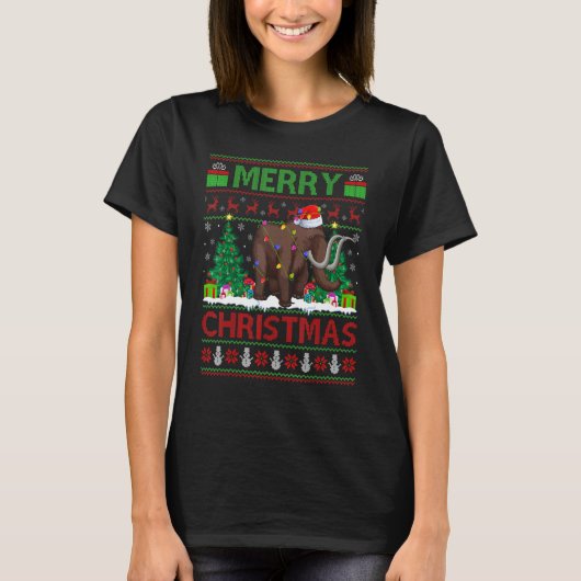 T-shirt Woolly Xmas Tree Lights Ugly Santa Woolly Christ (Devant)