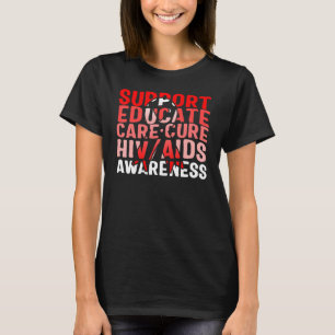 T-shirt Word Aids Days Support Educer Care Cure Red Aware