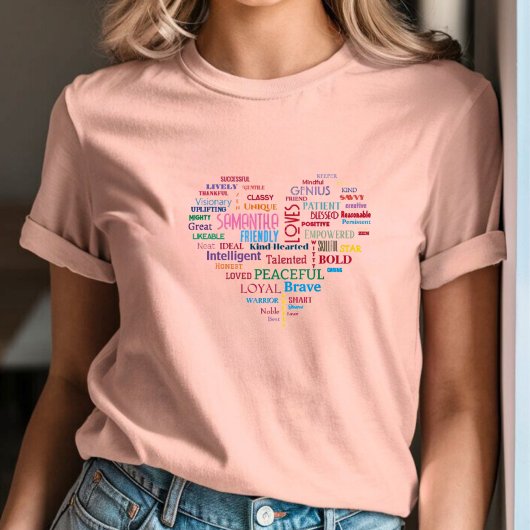 T-shirt Word personnalisé Art Heart Keepsaké ajouter Vos p