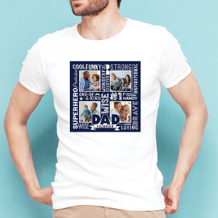 T-shirt Words For #1 Dad Father's Day Photo Collage Navy