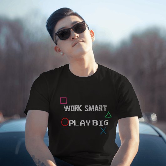 T-shirt Work Smart play big retro Gaming quote