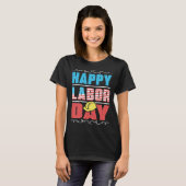 T-shirt Worker Patriotic American Flag Labor Laborer Happy (Devant entier)