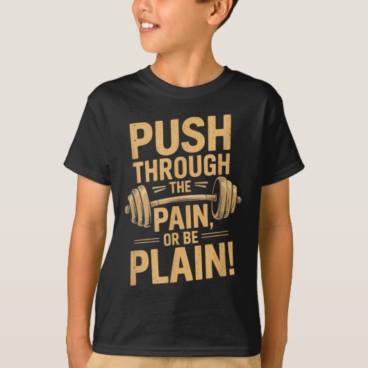 T-shirt Workout Motivation Quote - Puhrough The Pain  (Devant)