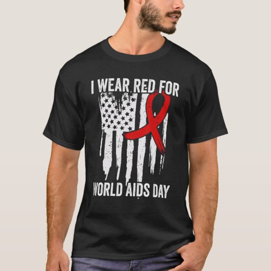 T-shirt World Aids Day Hope HIV Red Ribbon Aids Awareness  (Devant)