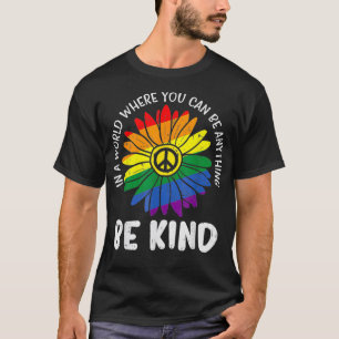T-shirt World Be KInd Rainbow Daisy Gay pride hippie de pa