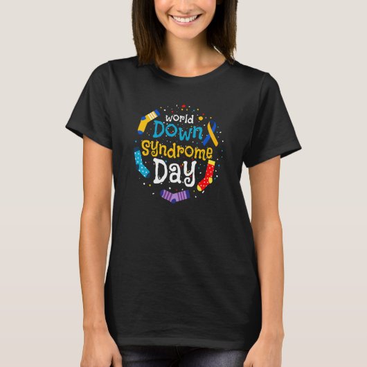 T-shirt World Down Syndrome Day Awareness Socks Down Right (Devant)