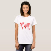 T-shirt World map in watercolor Red (Devant entier)